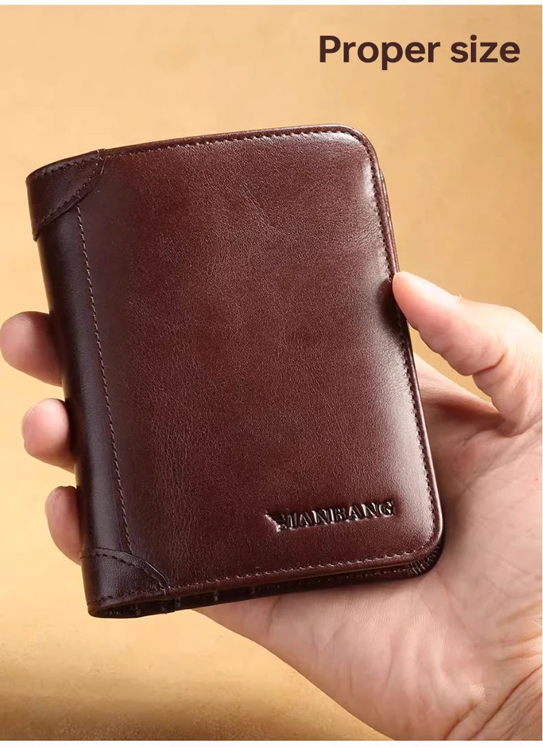 MANBANG™ Classic Genuine Leather Slim Wallet for Men