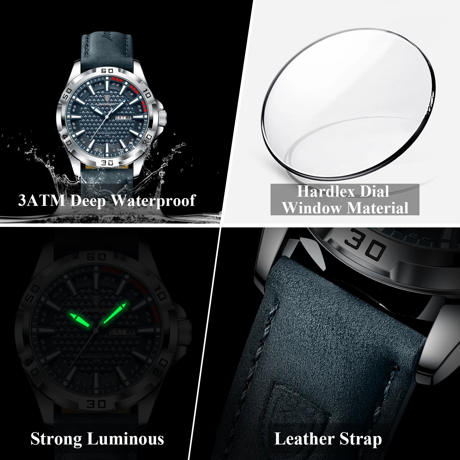 POEDAGAR™ Original Luxury Quartz Sport Leather Men’s Watch