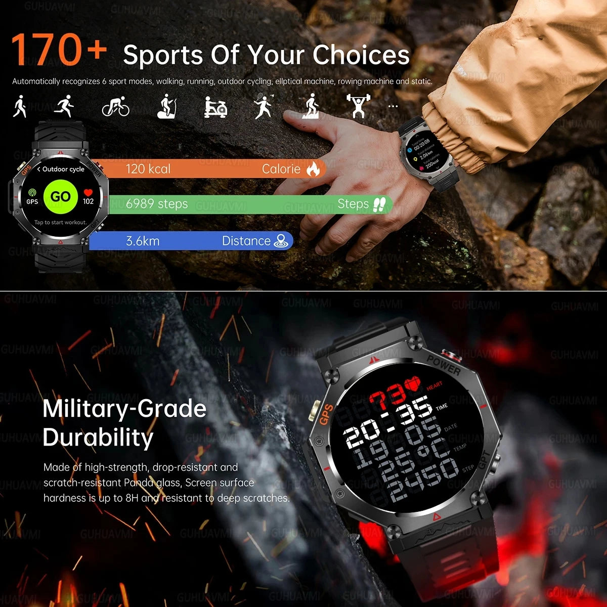 T-Rex 3 Ultra Military-Grade Smartwatch – GPS, 10ATM Waterproof, Compass & Altimeter, AMOLED HD Call