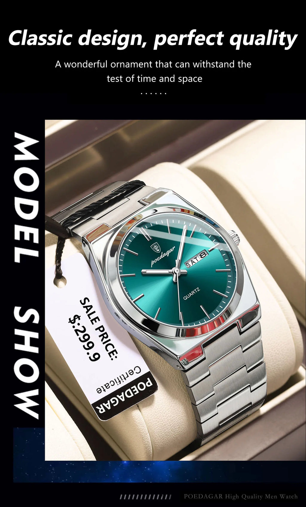 POEDAGAR™ Luxury Stainless Steel Quartz Luminous Men’s Watch