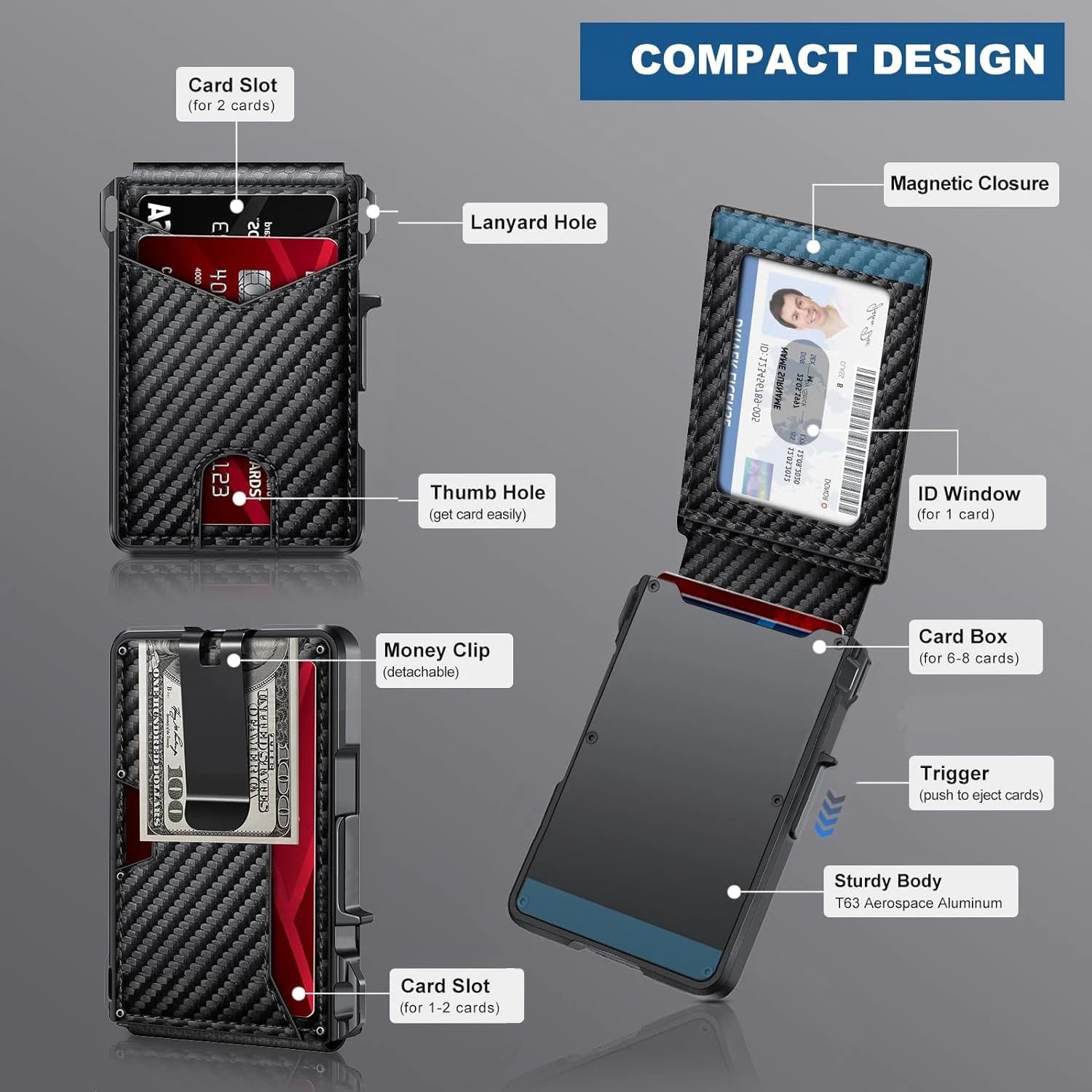 AURION™ RFID Slim Pop-Up Card Holder Wallet for Men