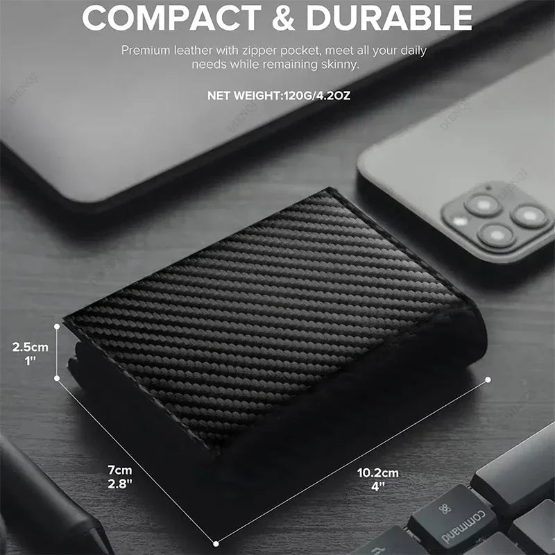 AURION™ Carbon Fiber RFID Slim Card & Coin Wallet for Men