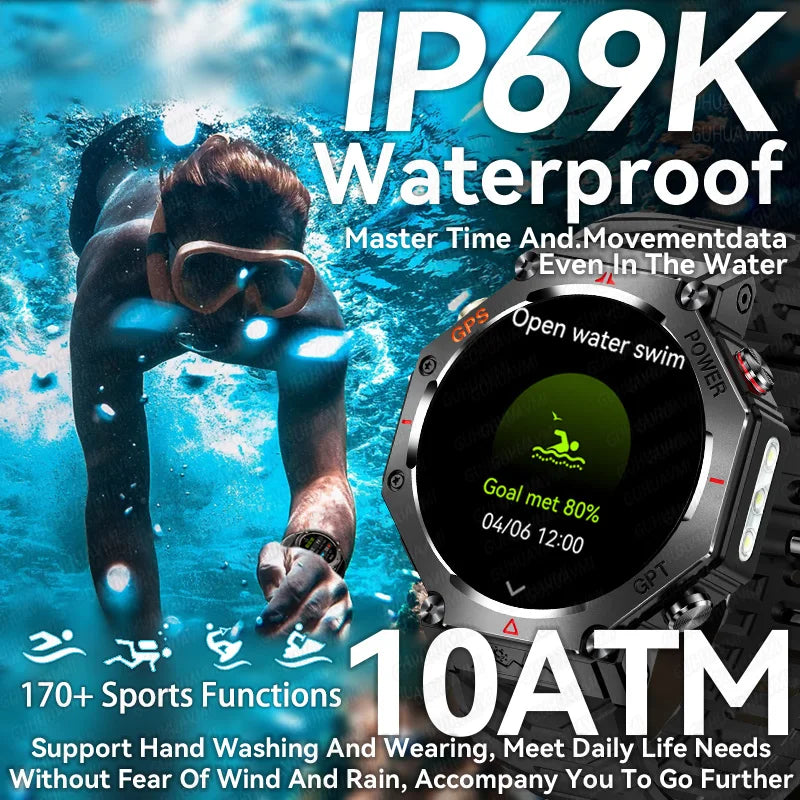 T-Rex 3 Ultra Military-Grade Smartwatch – GPS, 10ATM Waterproof, Compass & Altimeter, AMOLED HD Call