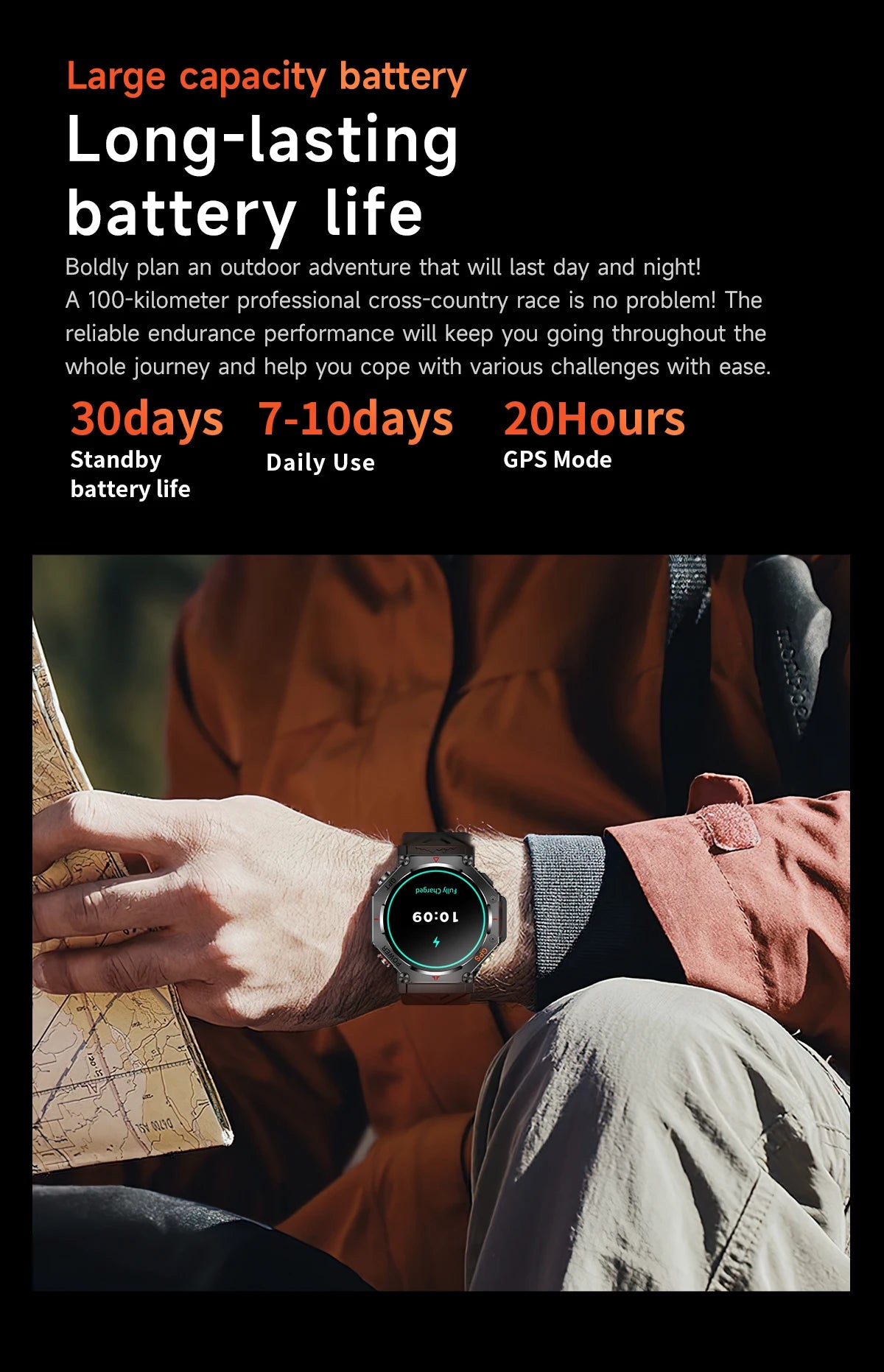T-Rex 3 Ultra Military-Grade Smartwatch – GPS, 10ATM Waterproof, Compass & Altimeter, AMOLED HD Call
