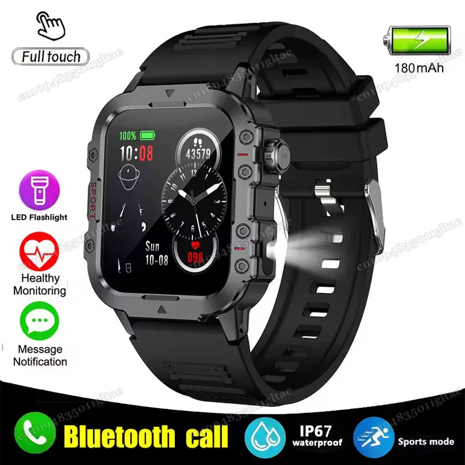 2026 Military-Grade Smartwatch – GPS, Flashlight, 3ATM Waterproof, Bluetooth Call, 100+ Sports Modes