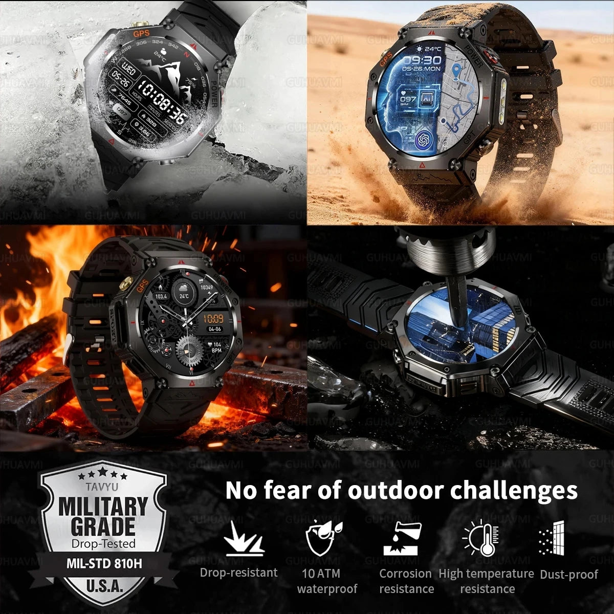 T-Rex 3 Ultra Military-Grade Smartwatch – GPS, 10ATM Waterproof, Compass & Altimeter, AMOLED HD Call