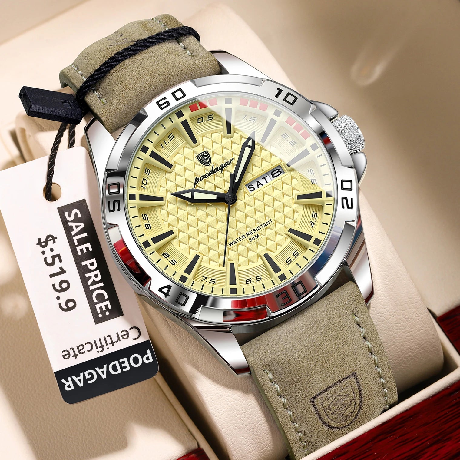 POEDAGAR™ Original Luxury Quartz Sport Leather Men’s Watch