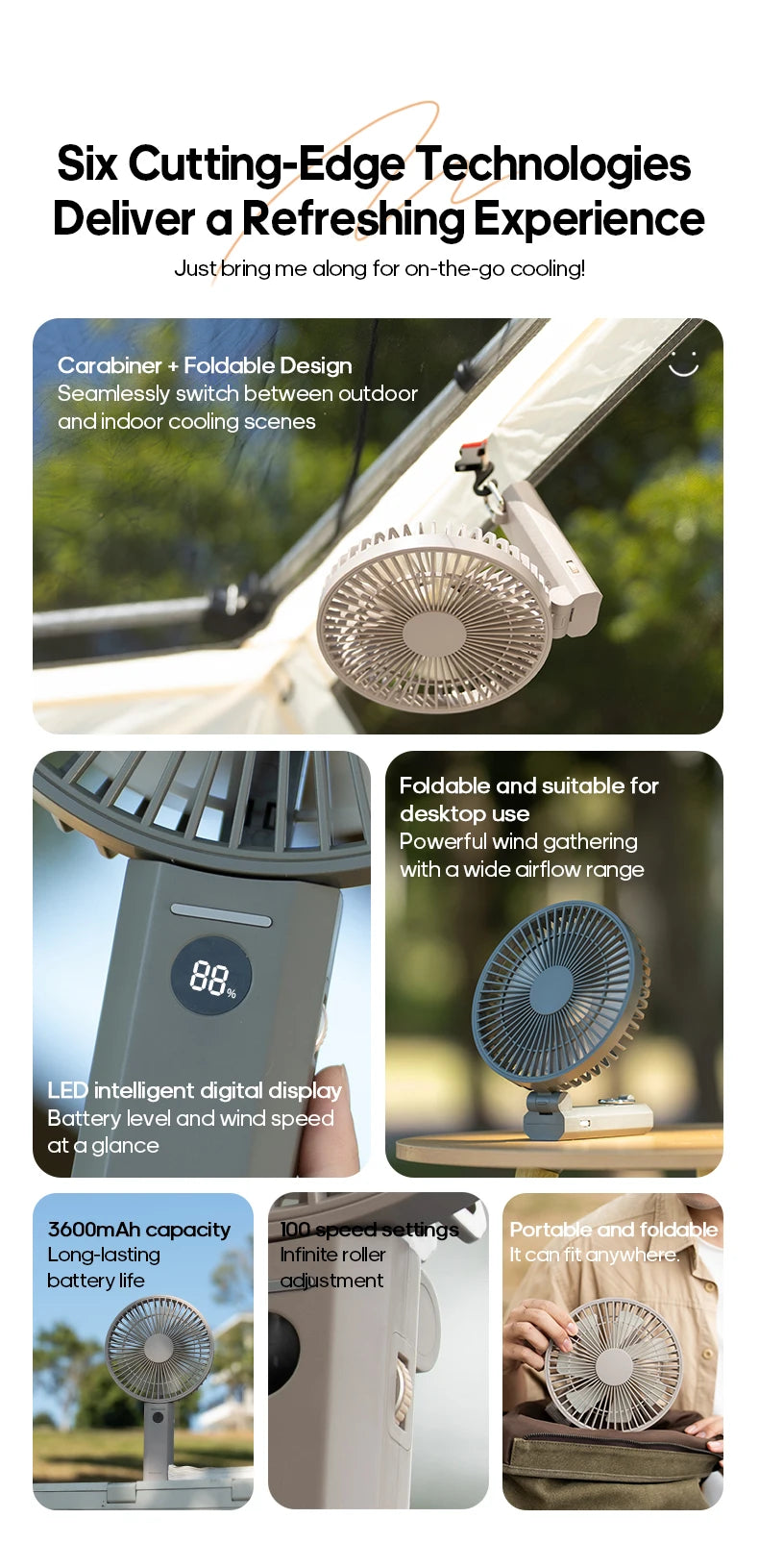 ZENOVA™ FlexBreeze Folding Portable Fan