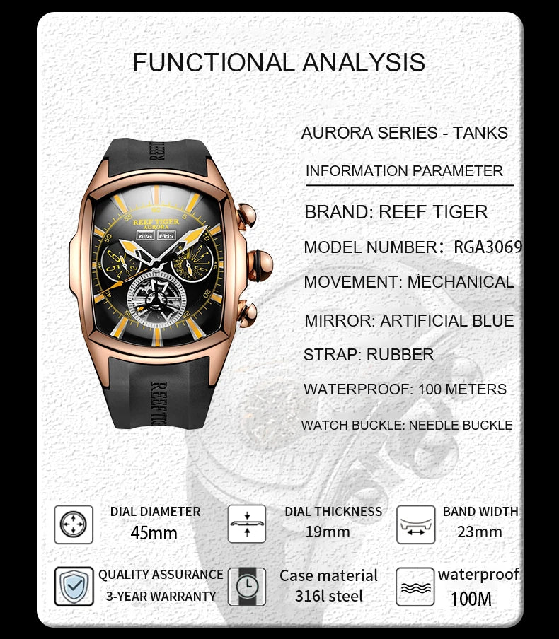 NOIRVANT™ Tourbillon Barrel Automatic Watch