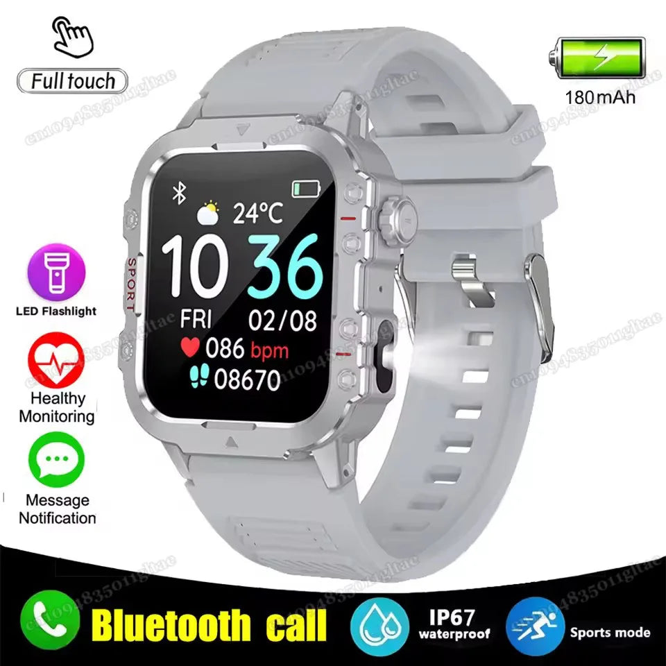 2026 Military-Grade Smartwatch – GPS, Flashlight, 3ATM Waterproof, Bluetooth Call, 100+ Sports Modes