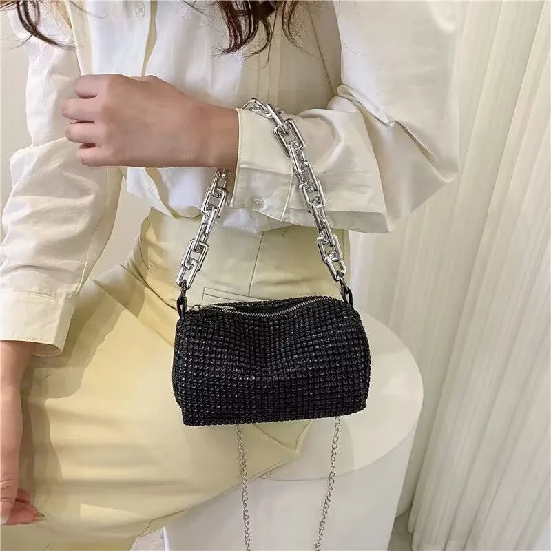 LUXEORA™ CrystalGlow Rhinestone Bucket Bag