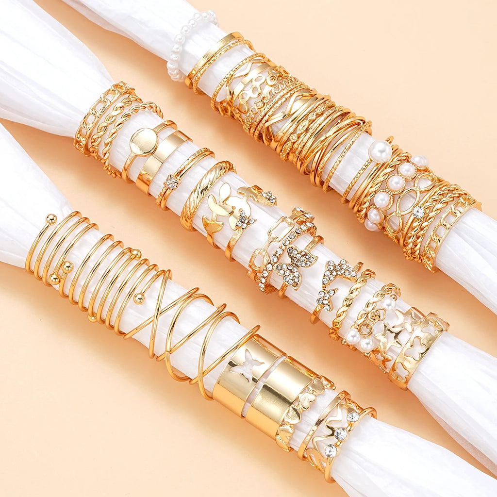 Aurelia™ 58Pcs Vintage Gold Plated Ring Set