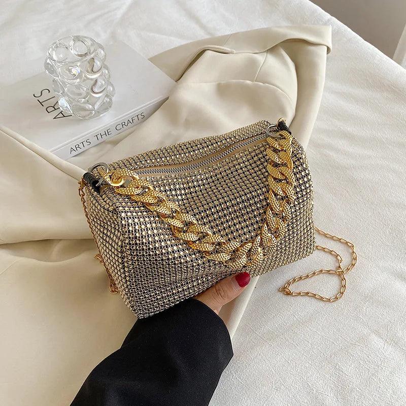 LUXEORA™ CrystalGlow Rhinestone Bucket Bag