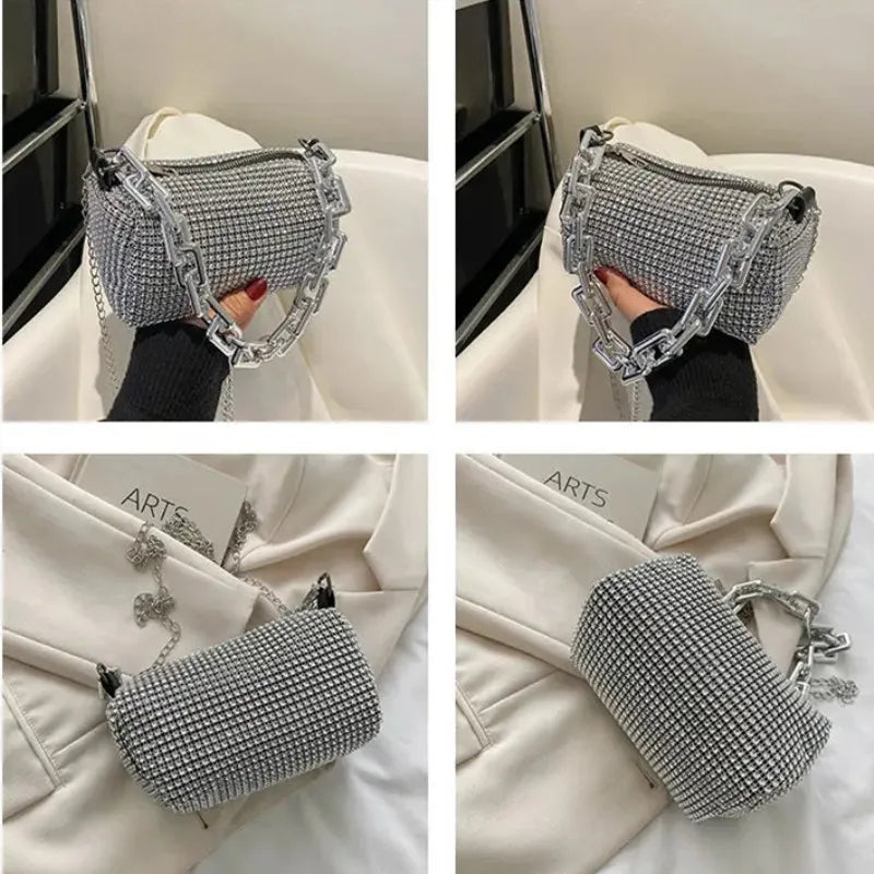 LUXEORA™ CrystalGlow Rhinestone Bucket Bag