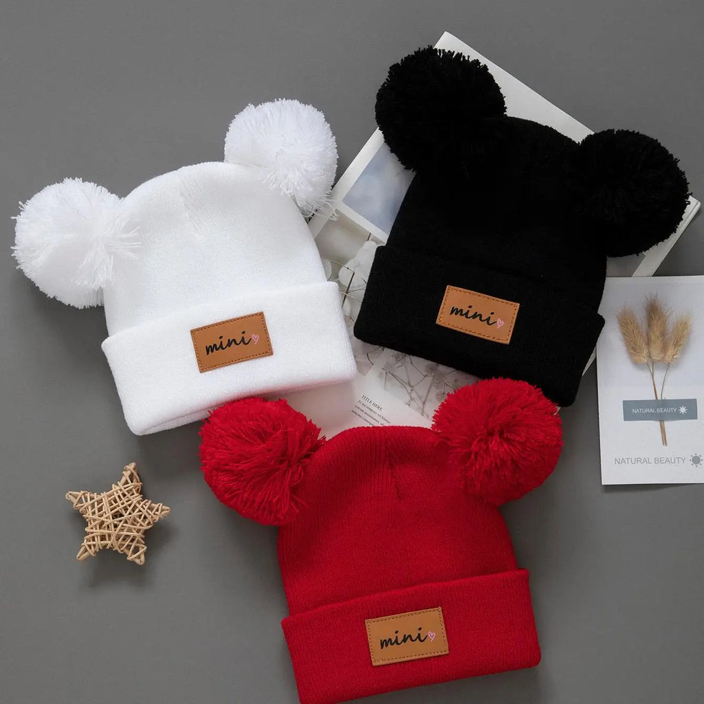 SoftNest™ 3Pcs Baby Knitted Winter Beanie Set