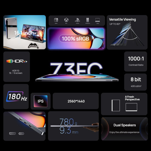 ARZOPA™ Z3FC 16.1” 2.5K 180Hz Portable Gaming Monitor