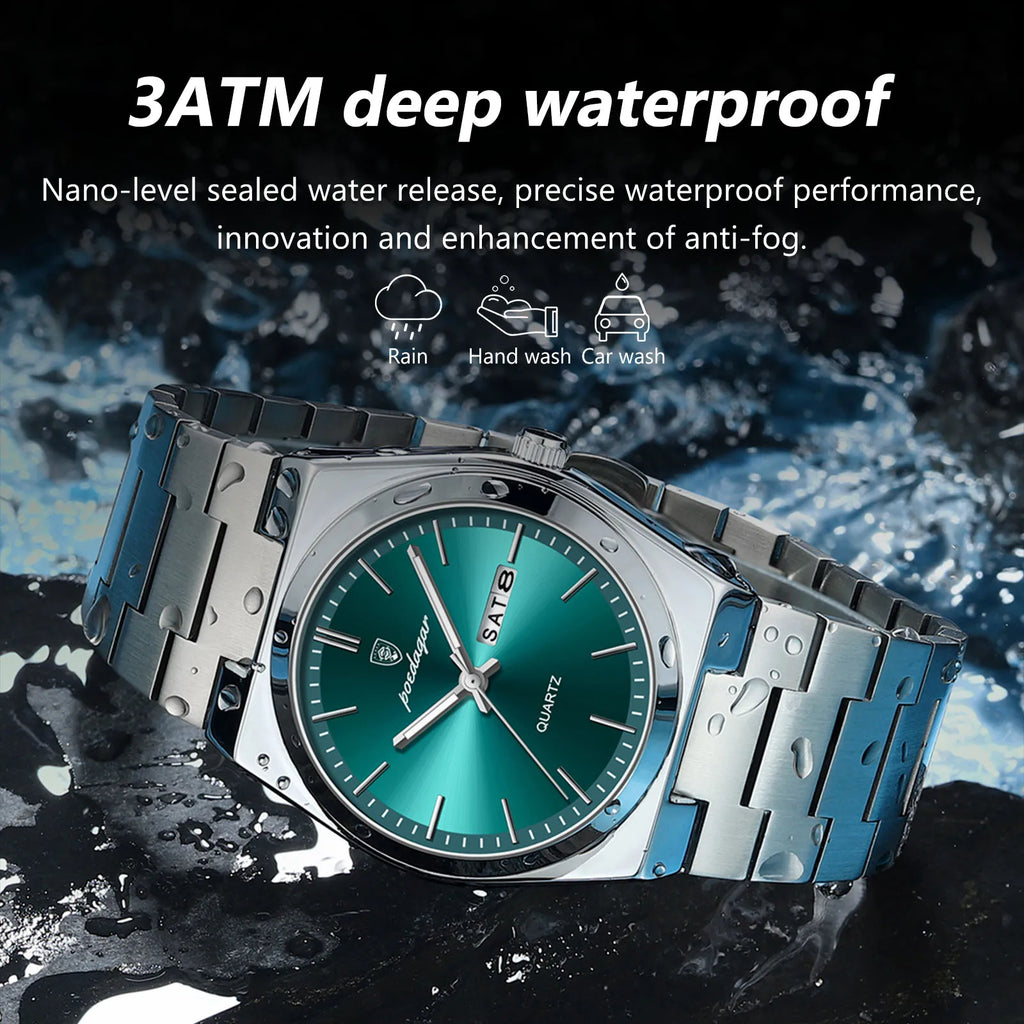 POEDAGAR™ Luxury Stainless Steel Quartz Luminous Men’s Watch