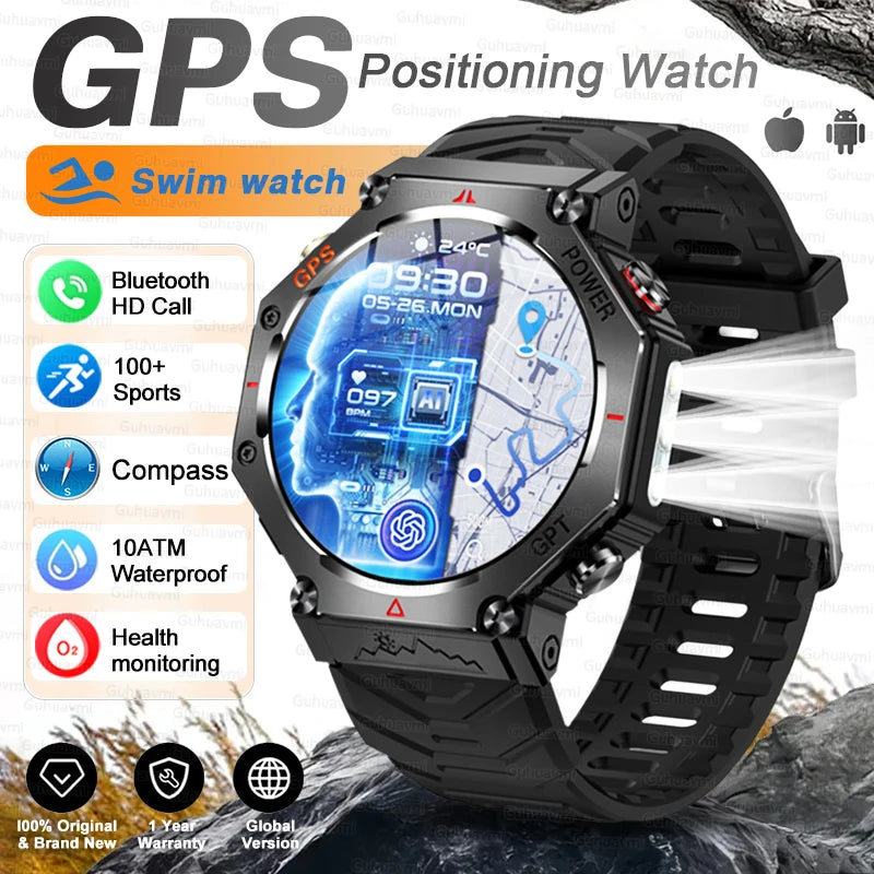 T-Rex 3 Ultra Military-Grade Smartwatch – GPS, 10ATM Waterproof, Compass & Altimeter, AMOLED HD Call