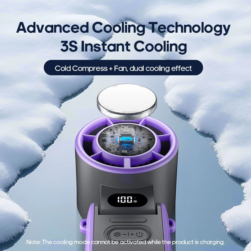 Portable High Speed Cooling Handheld Fan 3600mAh Rechargeable 100 Wind Speeds Adjustable Mini Foldable Air Cooling Turbo Fan