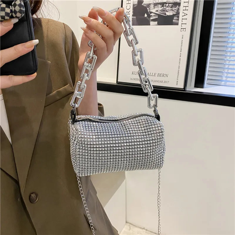 LUXEORA™ CrystalGlow Rhinestone Bucket Bag