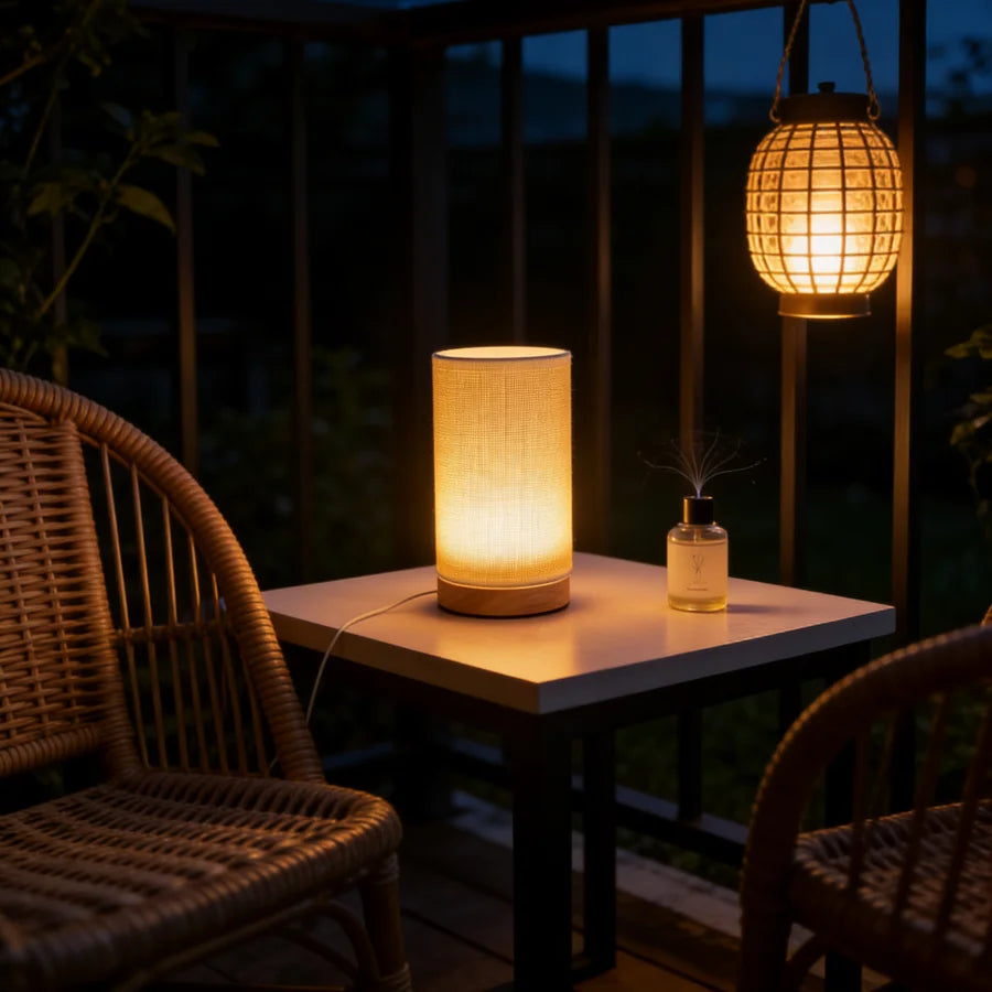 NOCTERA™ Minimalist Wood Grid LED Table Lamp