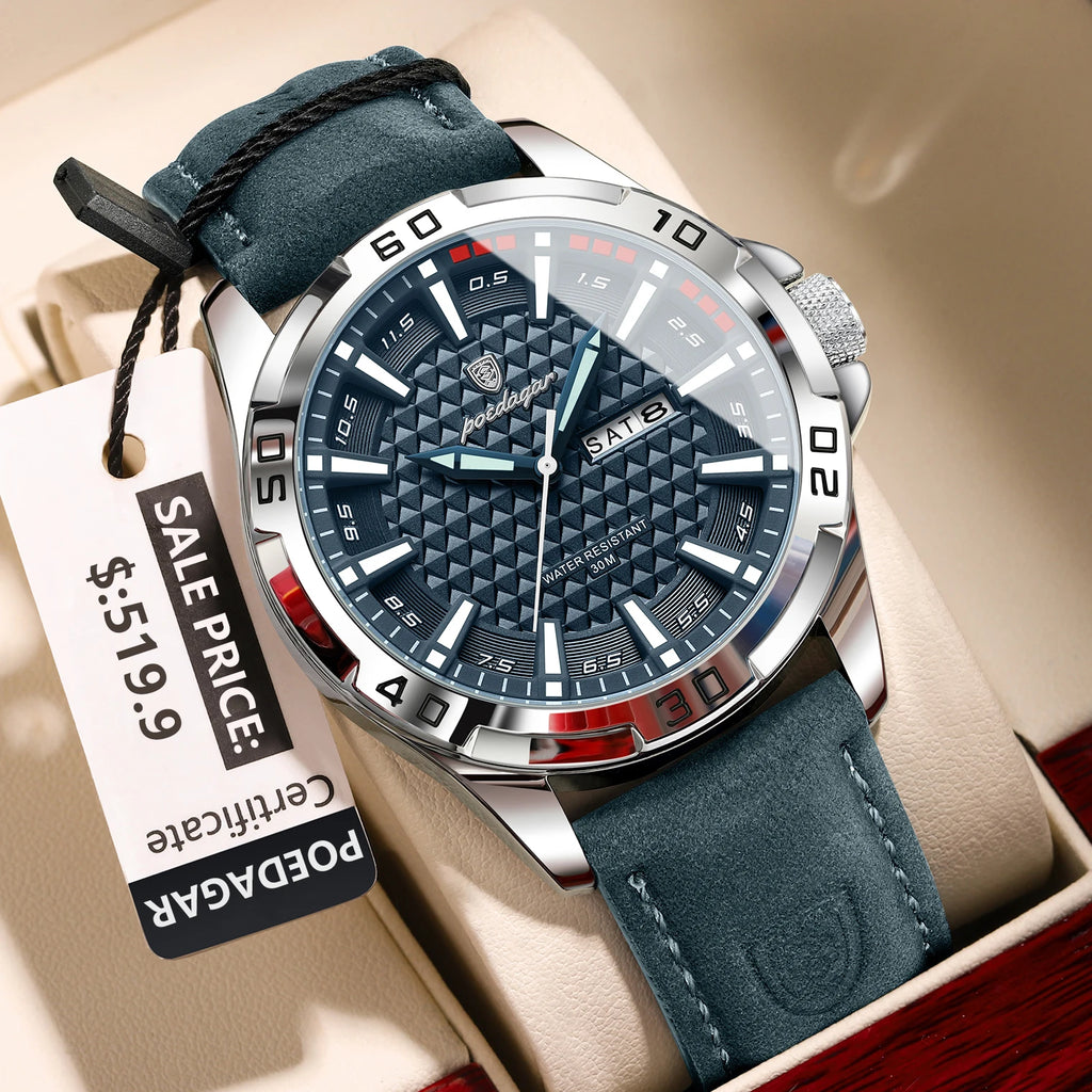 POEDAGAR™ Original Luxury Quartz Sport Leather Men’s Watch