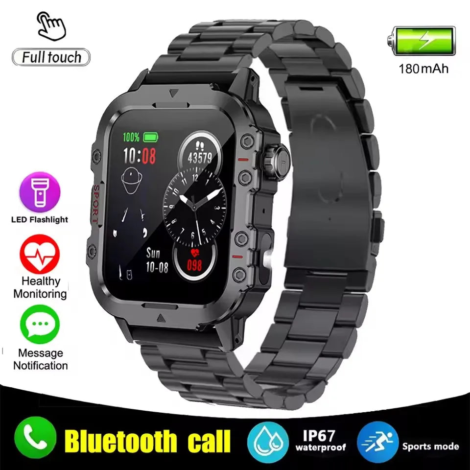 2026 Military-Grade Smartwatch – GPS, Flashlight, 3ATM Waterproof, Bluetooth Call, 100+ Sports Modes