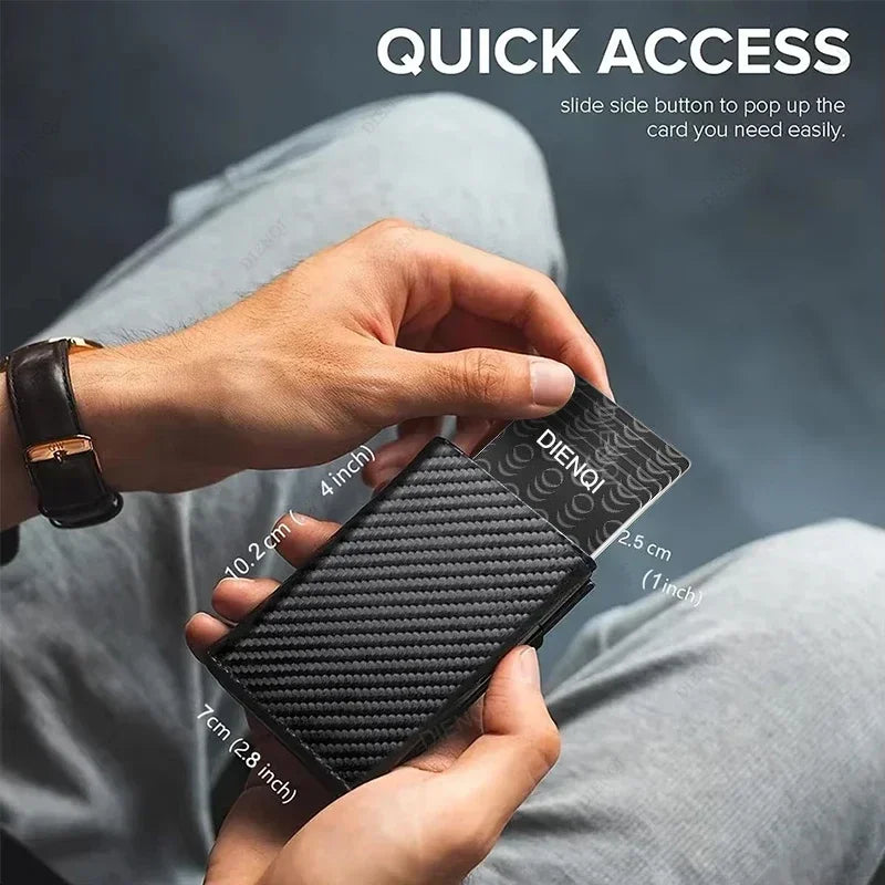 AURION™ Carbon Fiber RFID Slim Card & Coin Wallet for Men