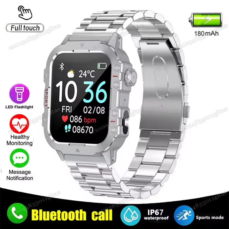 2026 Military-Grade Smartwatch – GPS, Flashlight, 3ATM Waterproof, Bluetooth Call, 100+ Sports Modes