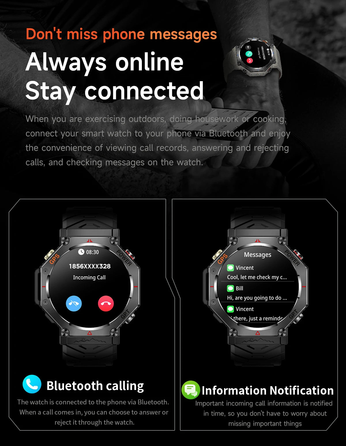 T-Rex 3 Ultra Military-Grade Smartwatch – GPS, 10ATM Waterproof, Compass & Altimeter, AMOLED HD Call