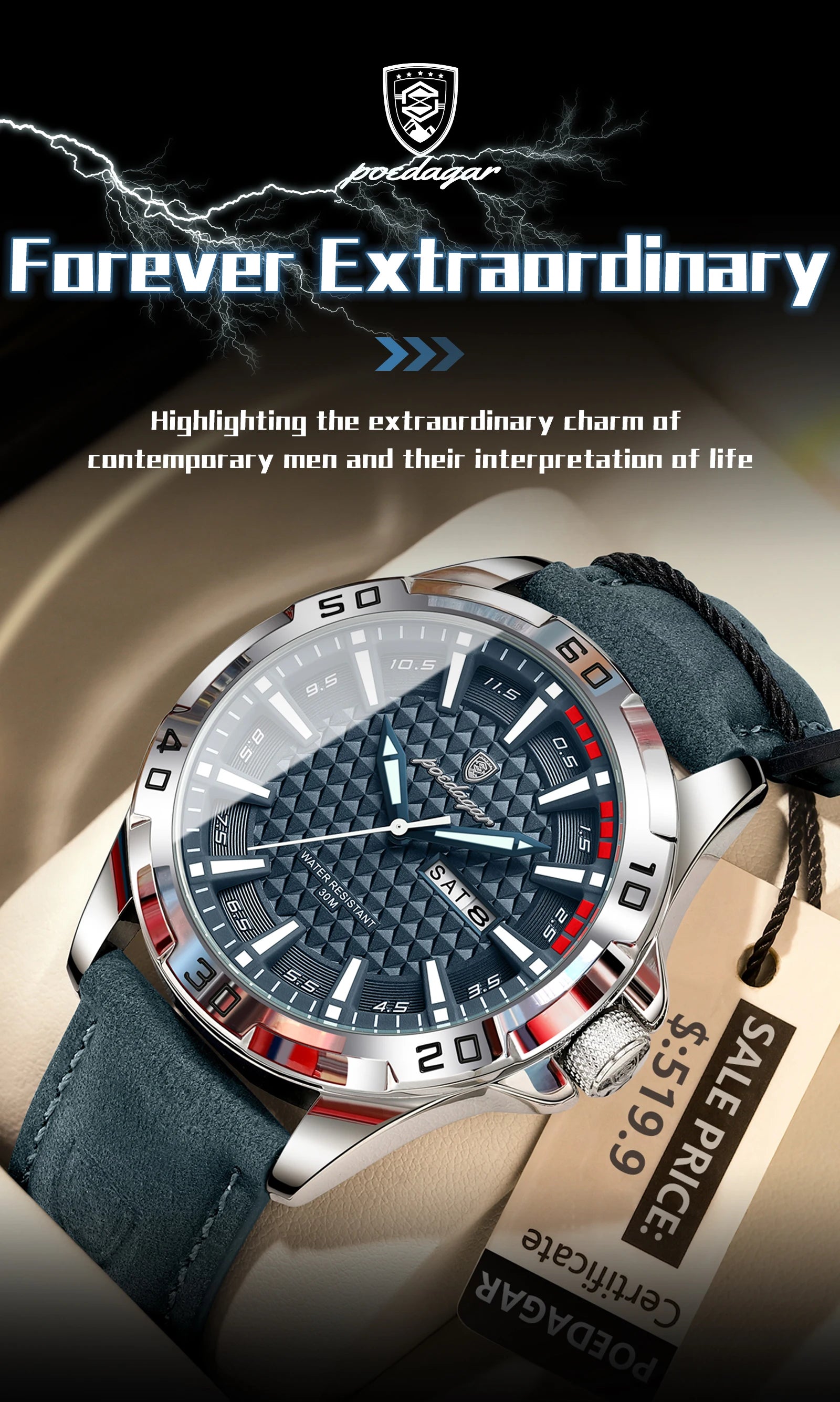 POEDAGAR™ Original Luxury Quartz Sport Leather Men’s Watch