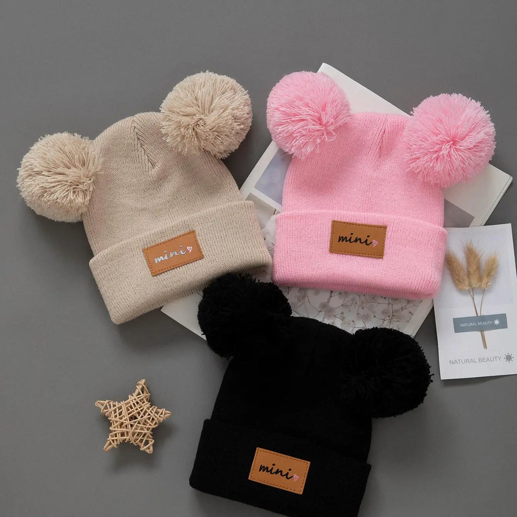 SoftNest™ 3Pcs Baby Knitted Winter Beanie Set
