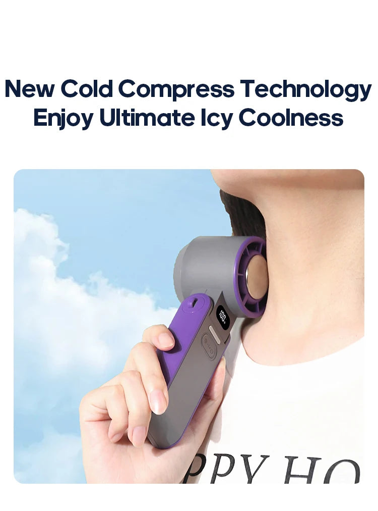 Portable High Speed Cooling Handheld Fan 3600mAh Rechargeable 100 Wind Speeds Adjustable Mini Foldable Air Cooling Turbo Fan