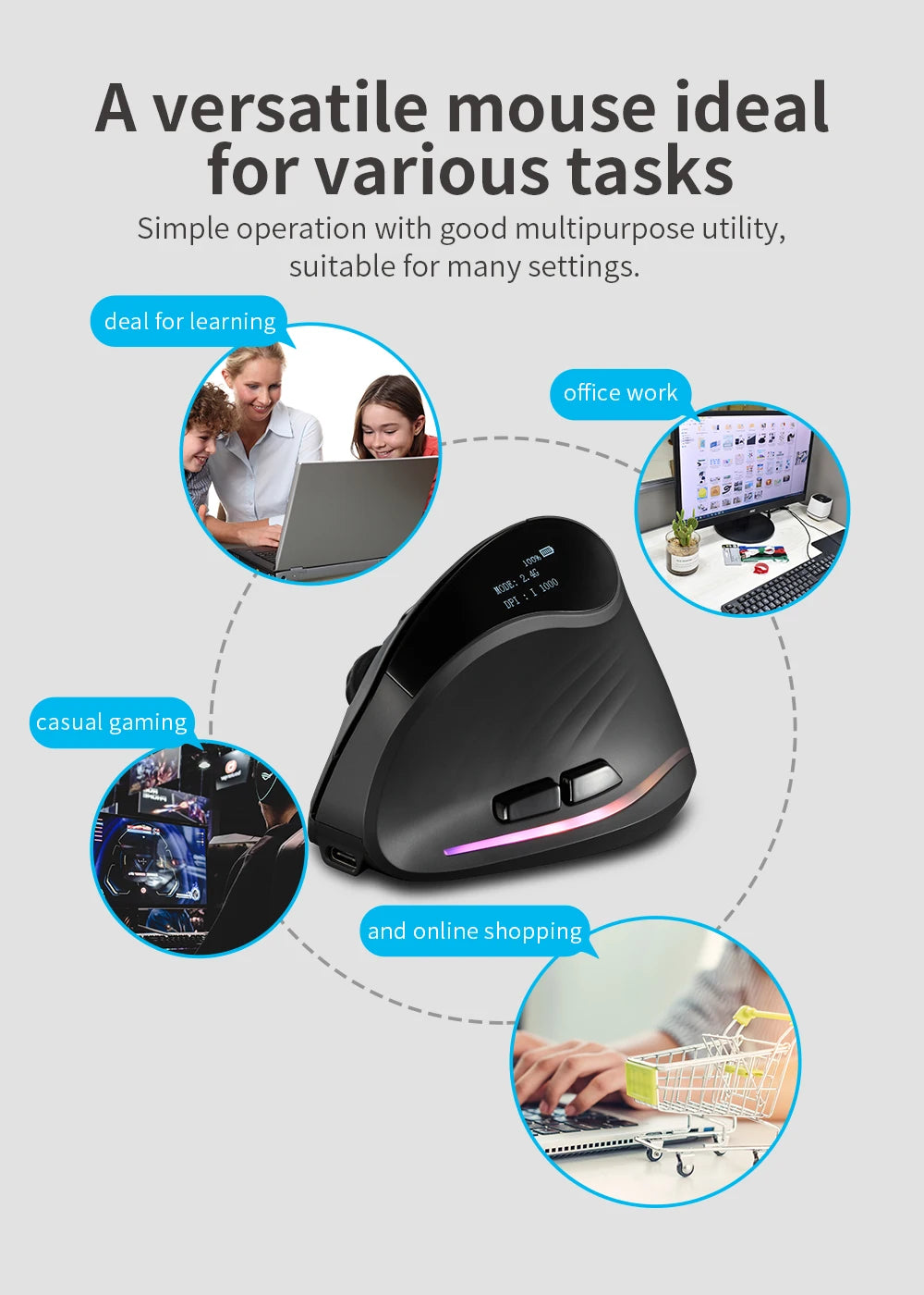 ERGOVA™ F35 Vertical Wireless Ergonomic Mouse